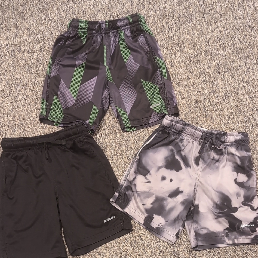 Athletic Works Kids Black & Gray Tie-Dye and Patterned Active Shorts Set